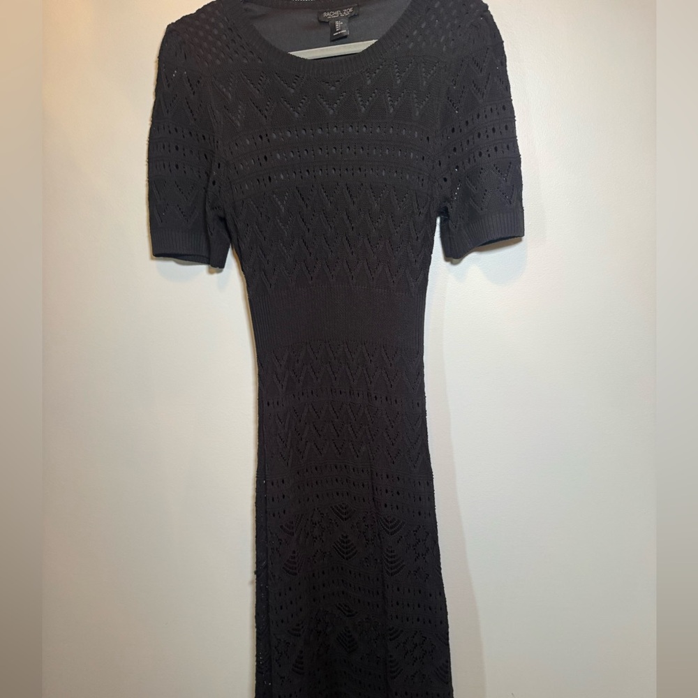 Women’s Rachel Zoe Black Textured Long Sleeve Dress size Large
